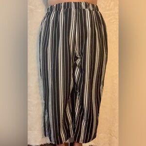 Striped Black and White Cropped Pants